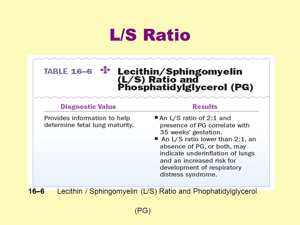 16–6 Lecithin / Sphingomyelin (L/S) Ratio and Phophatidylglycerol (PG)