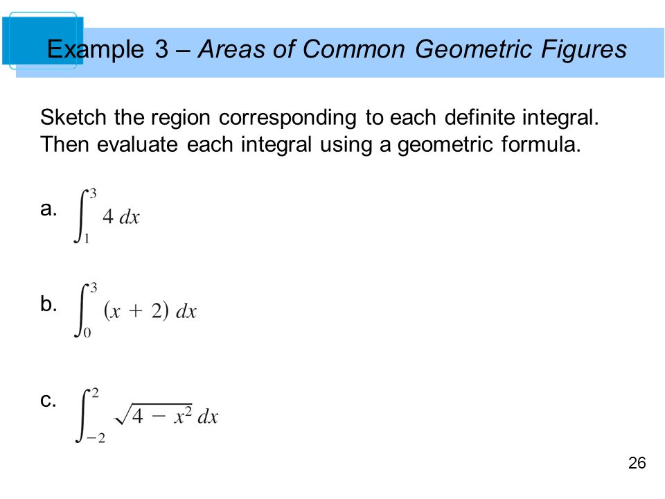 Example 3 – Areas of Common Geometric Figures