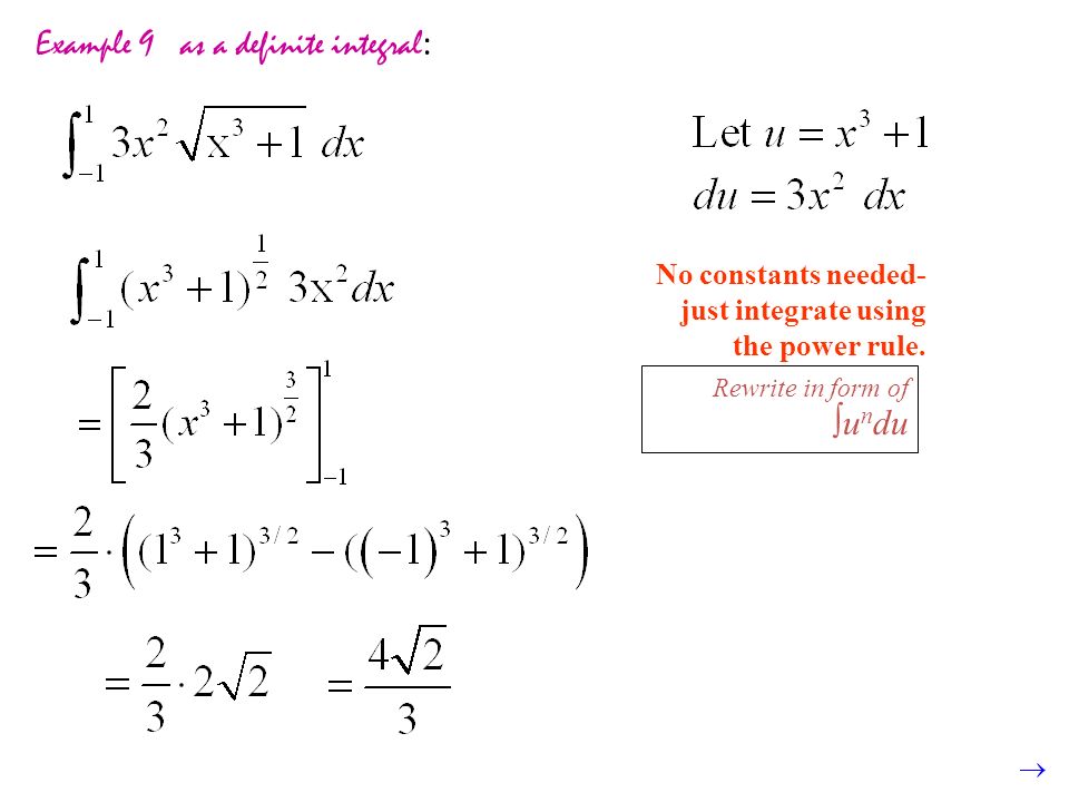 Example 9 as a definite integral: