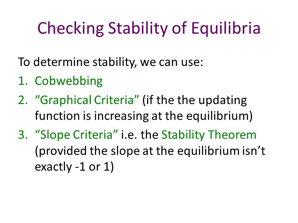 Checking Stability of Equilibria