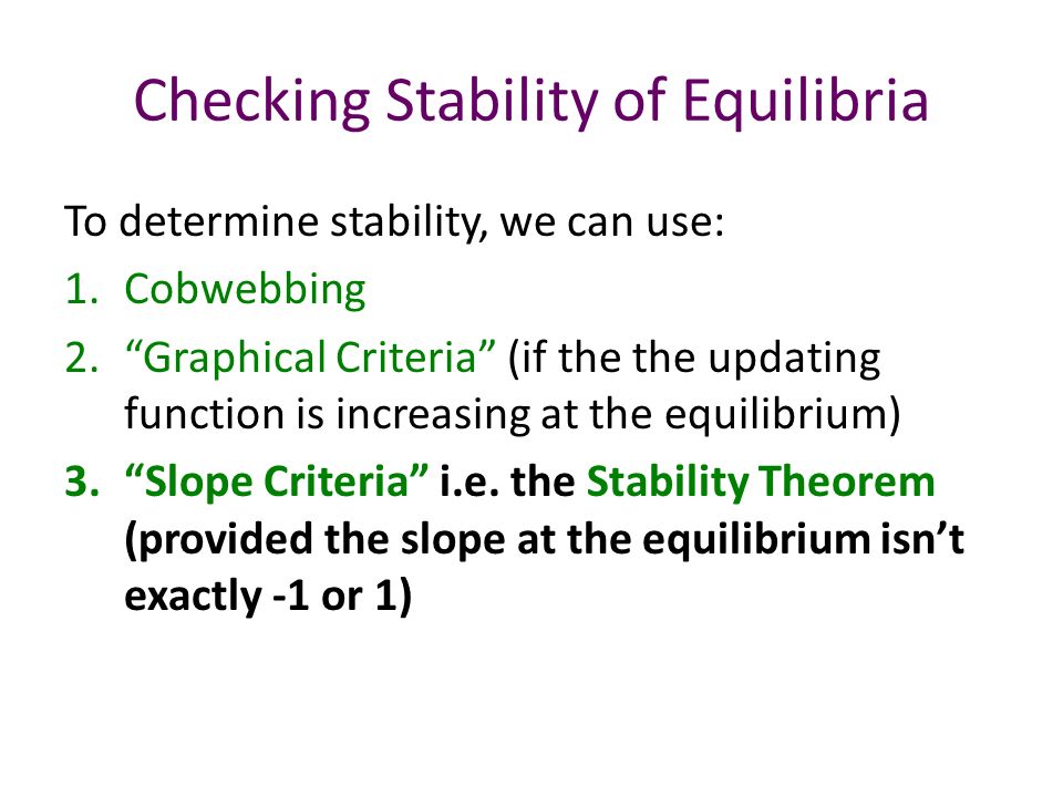 Checking Stability of Equilibria