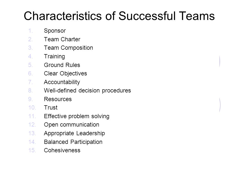 Characteristics of Successful Teams
