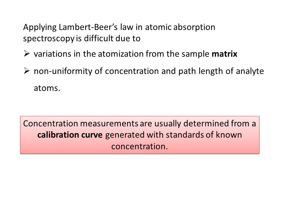 Applying Lambert-Beer’s law in atomic absorption