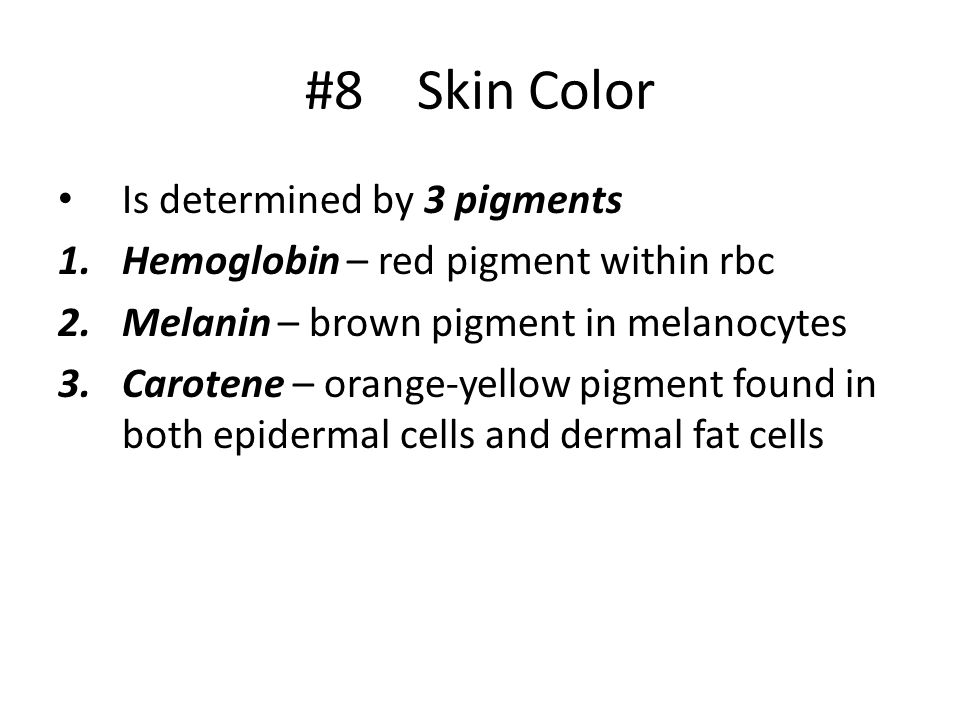 #8 Skin Color Is determined by 3 pigments