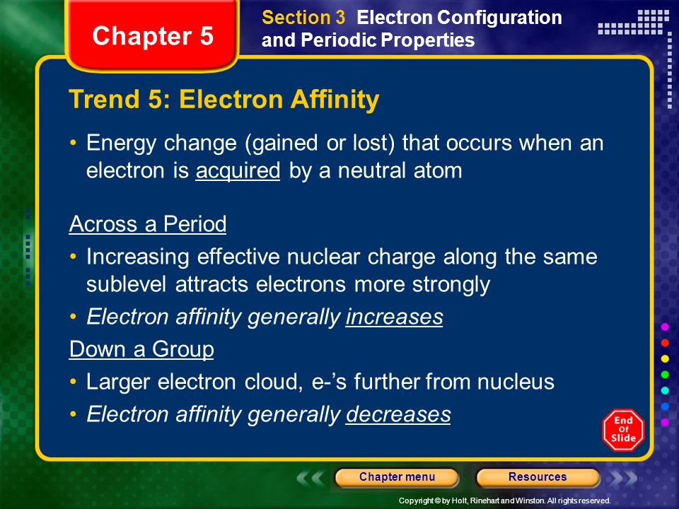 Trend 5: Electron Affinity