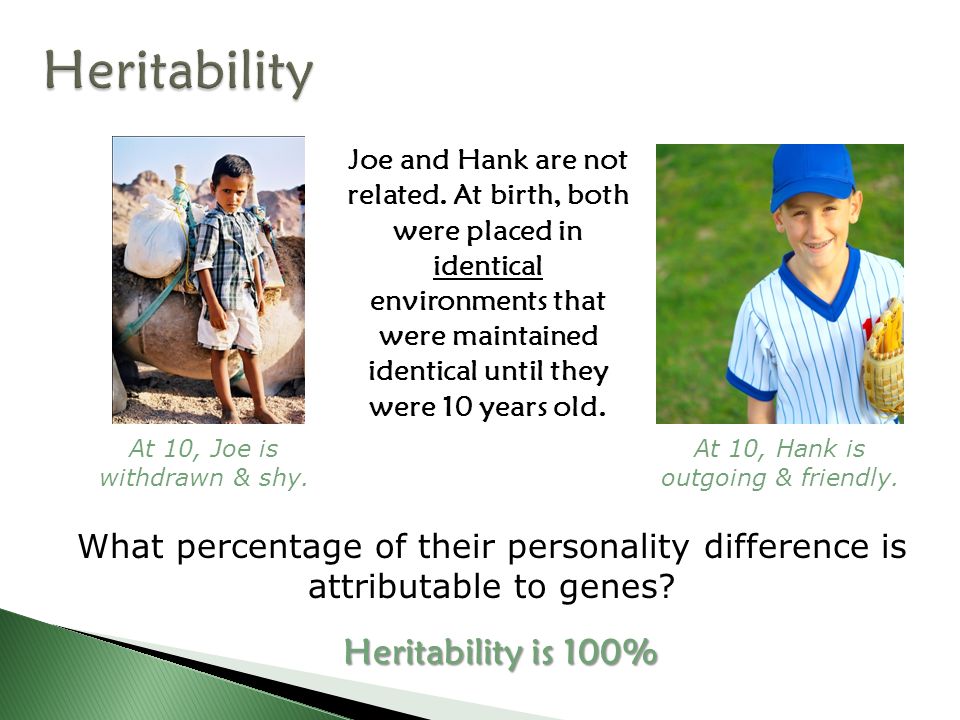 Heritability Heritability is 100%