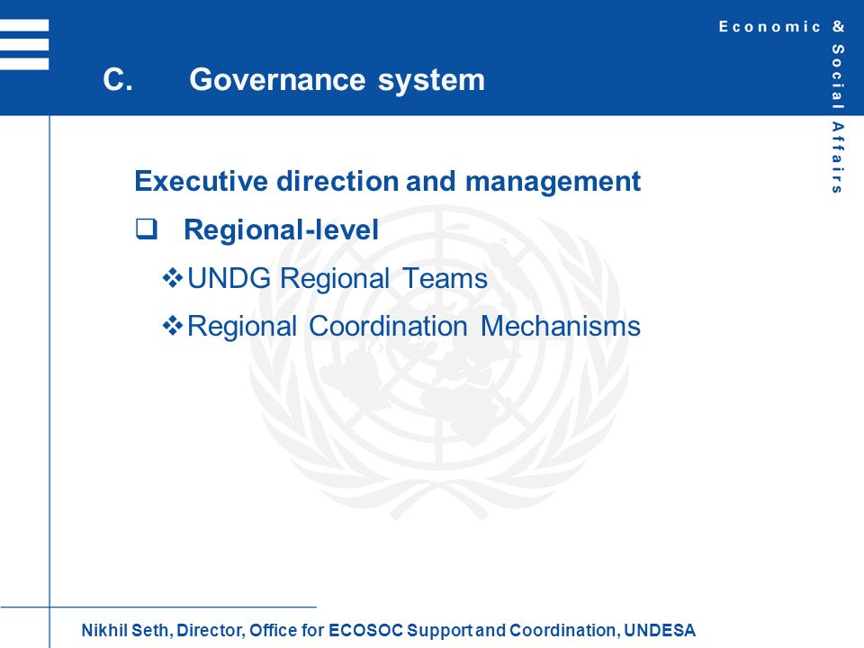 C. Governance system Executive direction and management Regional-level