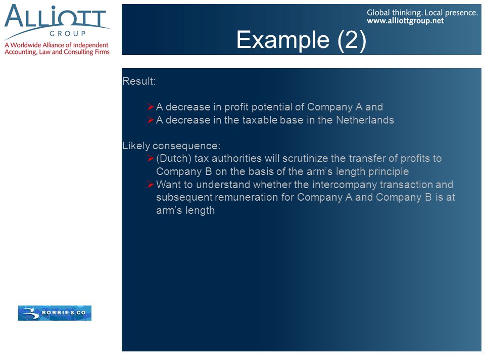 Example (2) Result: A decrease in profit potential of Company A and