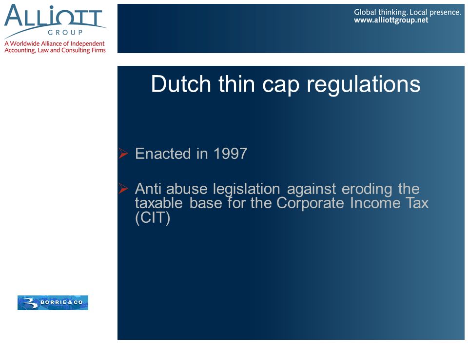 Dutch thin cap regulations