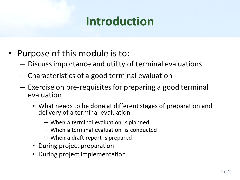 Introduction Purpose of this module is to: