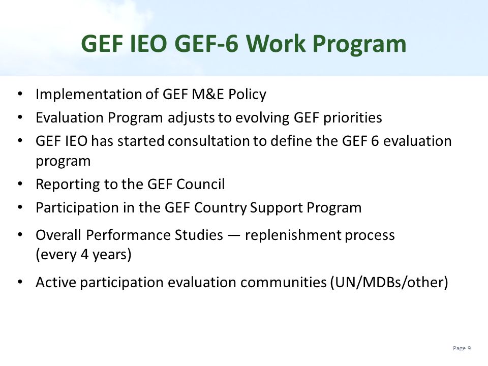 GEF IEO GEF-6 Work Program