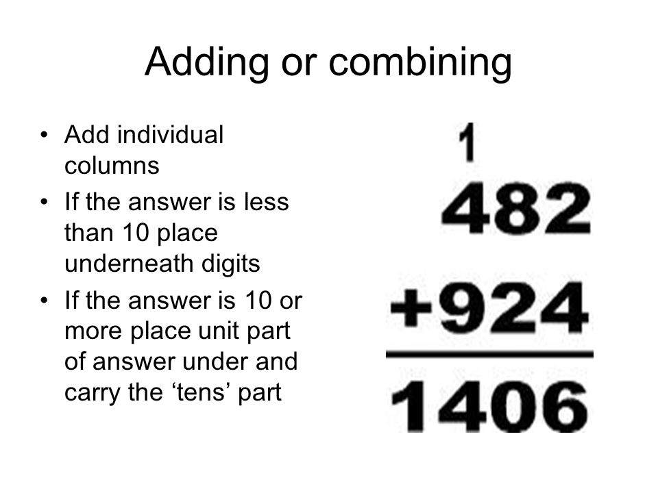 Adding or combining Add individual columns