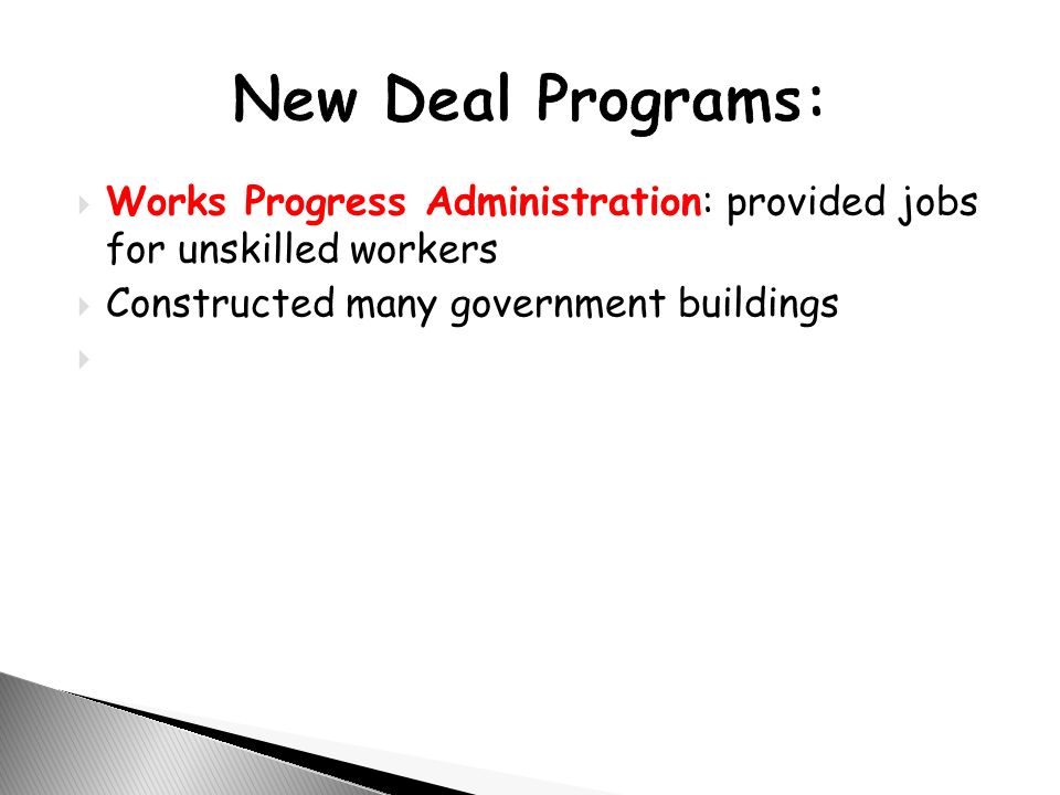 New Deal arbeitet Programm