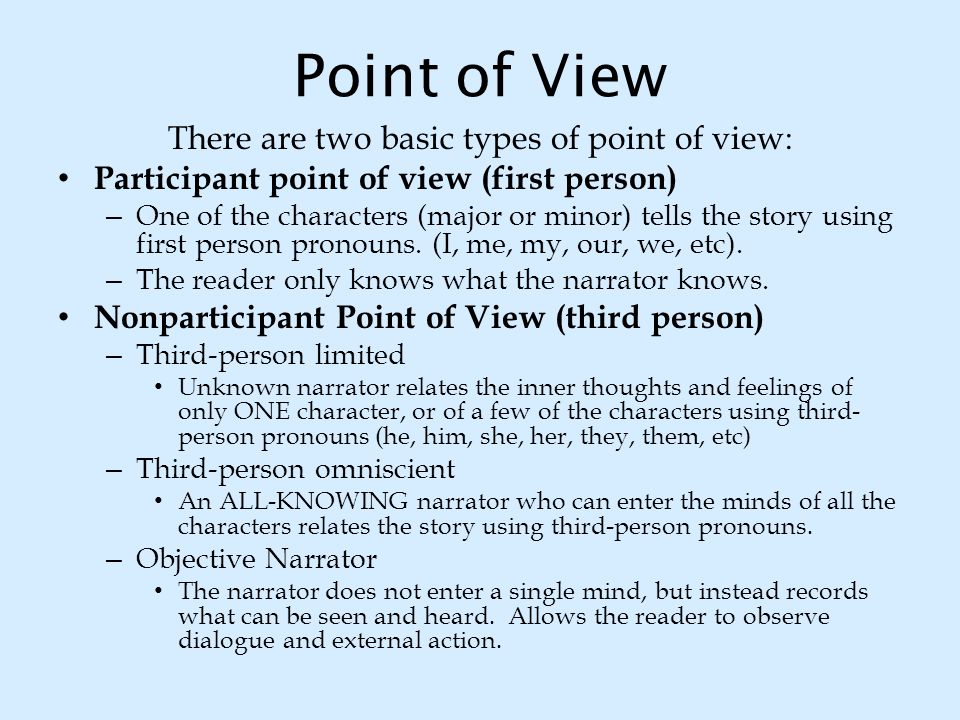 There are two basic types of point of view: