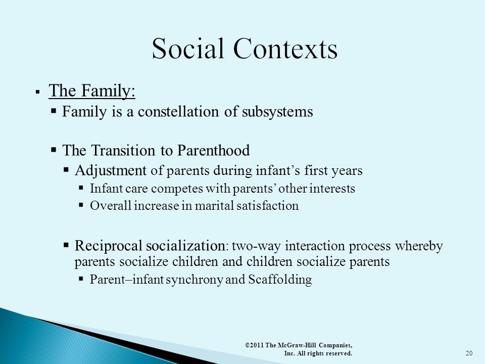 Social Contexts The Family: Family is a constellation of subsystems
