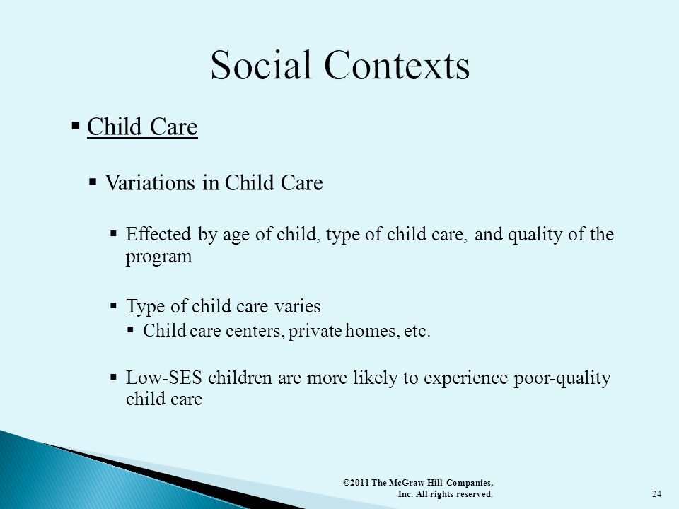 Social Contexts Child Care Variations in Child Care