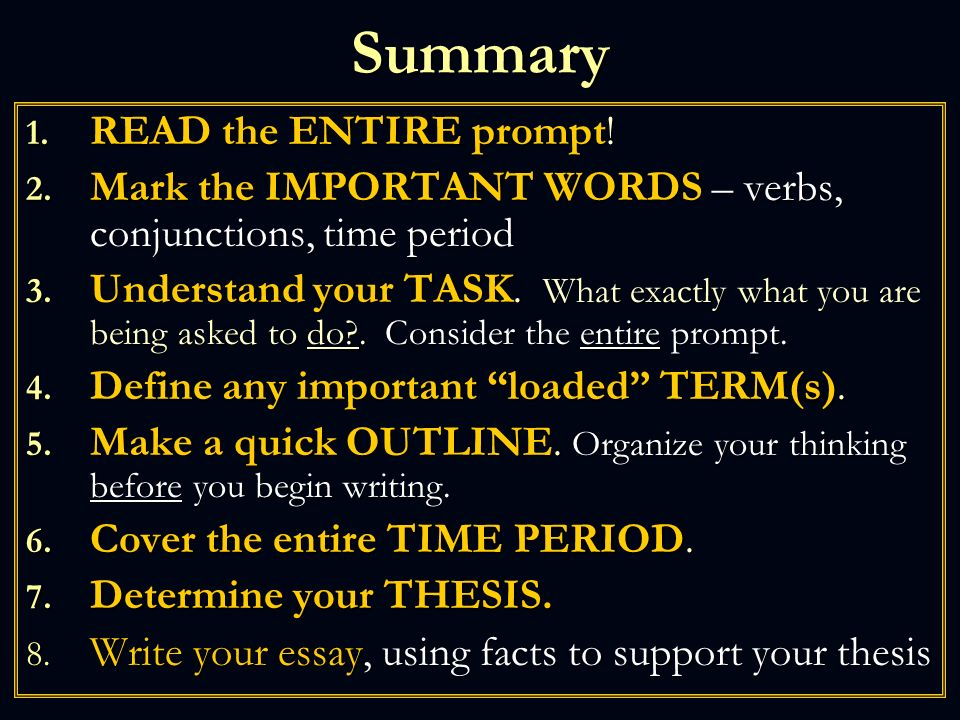 Summary READ the ENTIRE prompt!