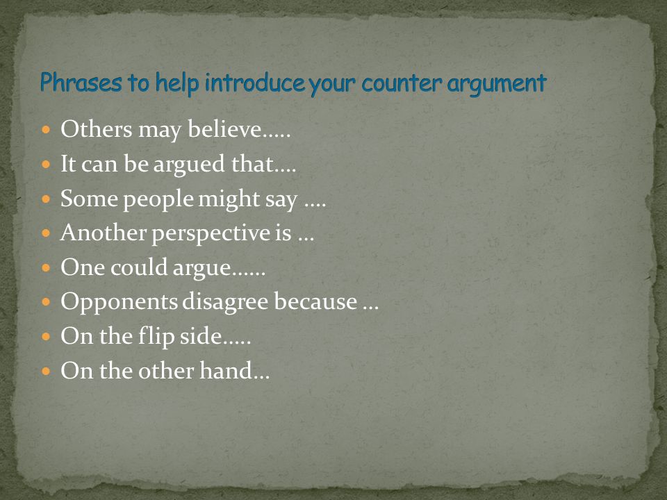 Phrases to help introduce your counter argument