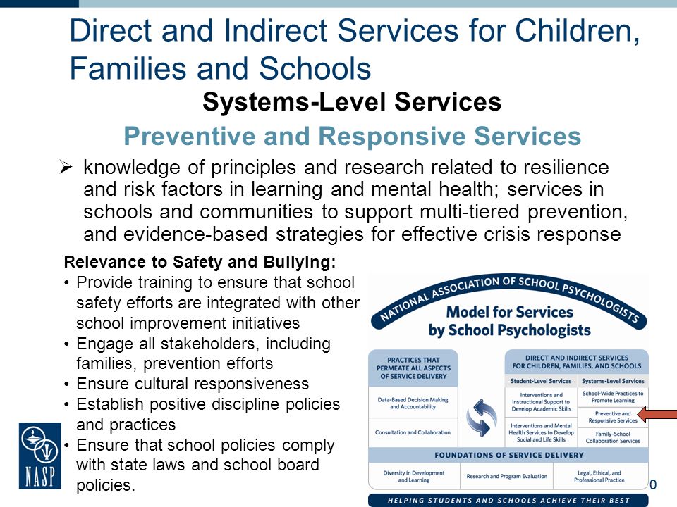 Direct and Indirect Services for Children, Families and Schools