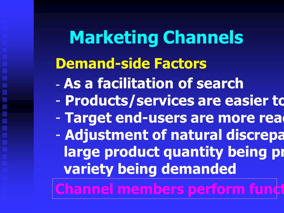 Marketing Channels Demand-side Factors As a facilitation of search