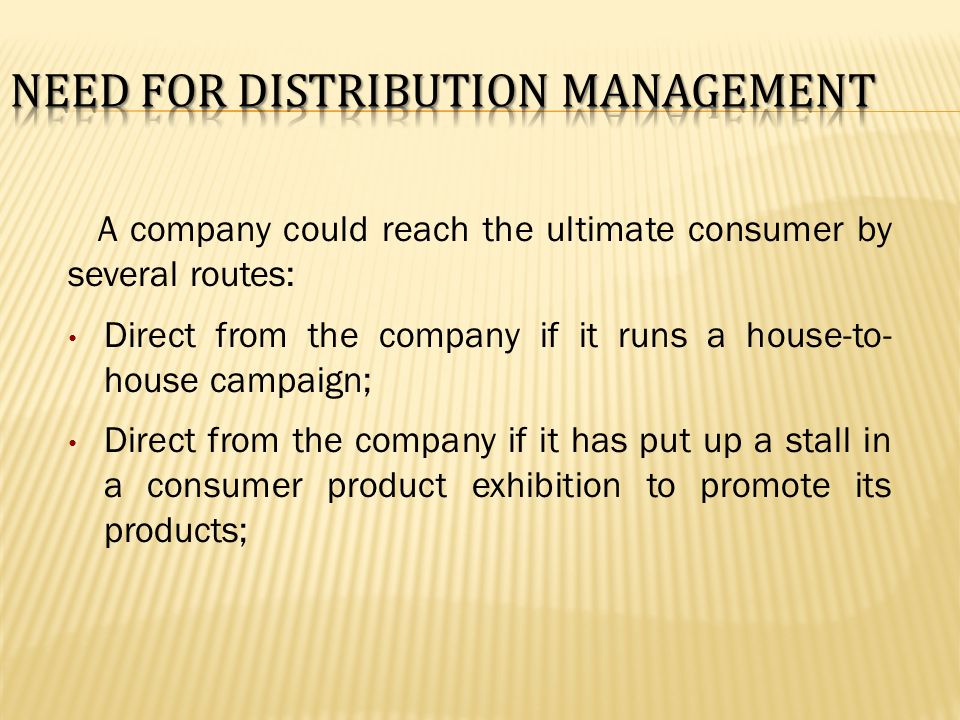 Need for Distribution Management