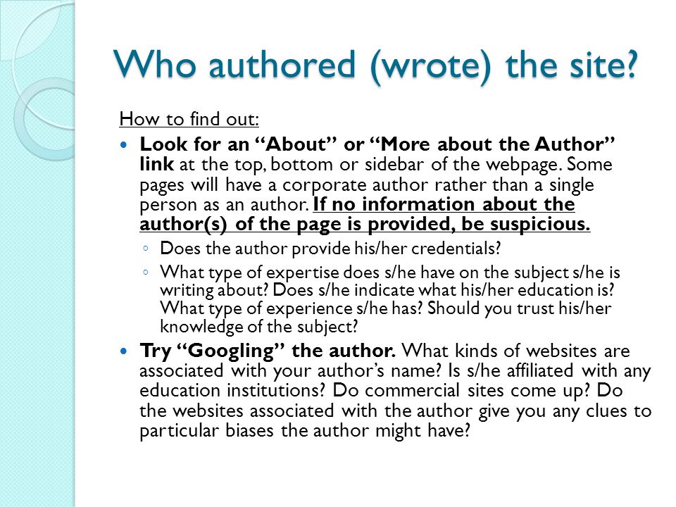 Who authored (wrote) the site