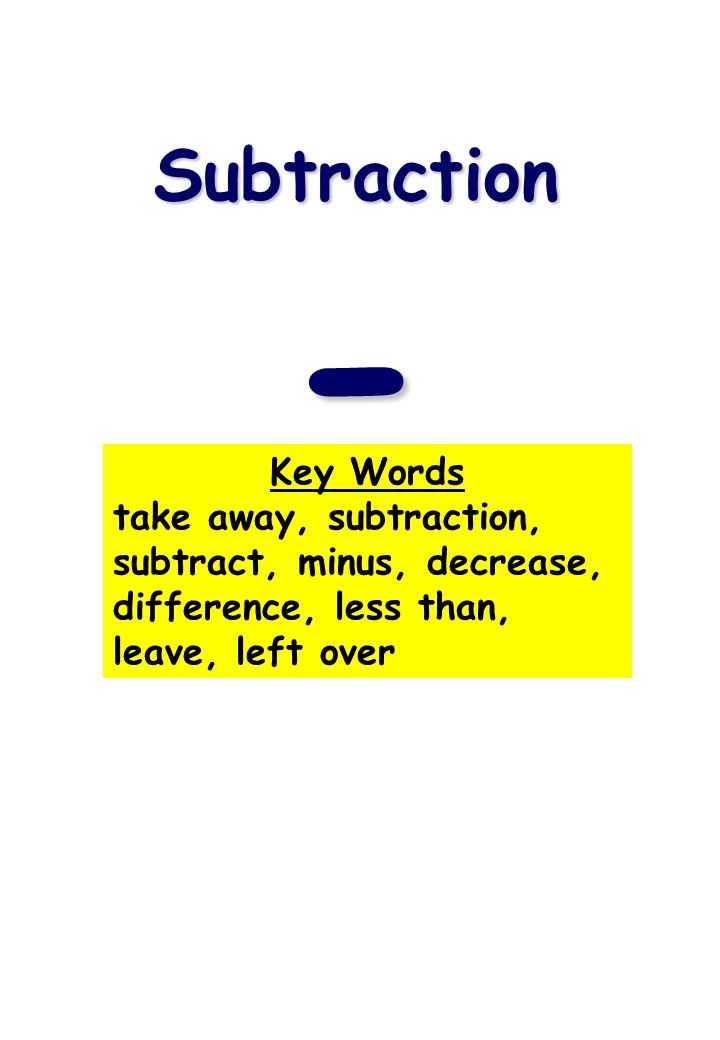 - Subtraction Key Words