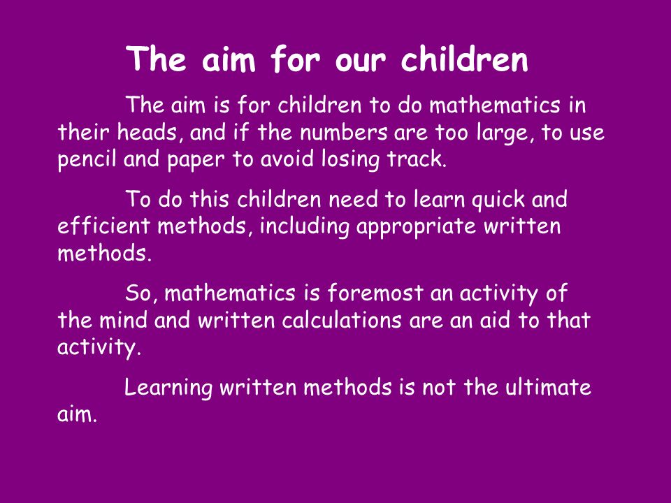 The aim for our children