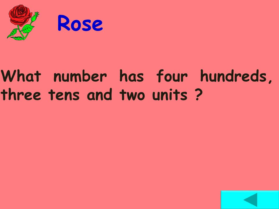 Rose What number has four hundreds, three tens and two units