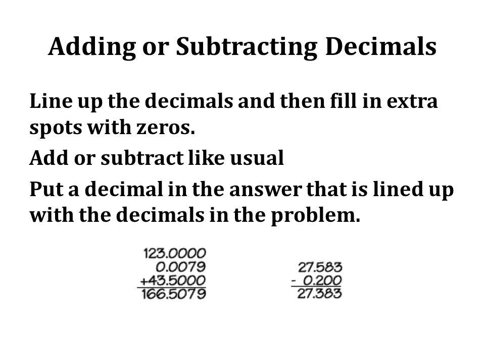 Adding or Subtracting Decimals