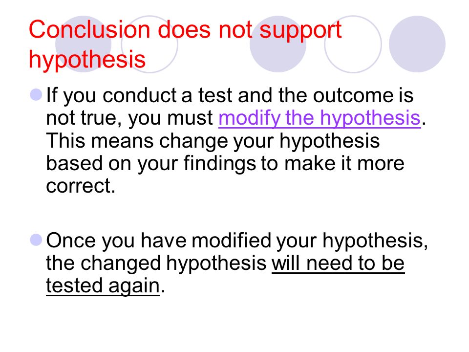 Conclusion does not support hypothesis