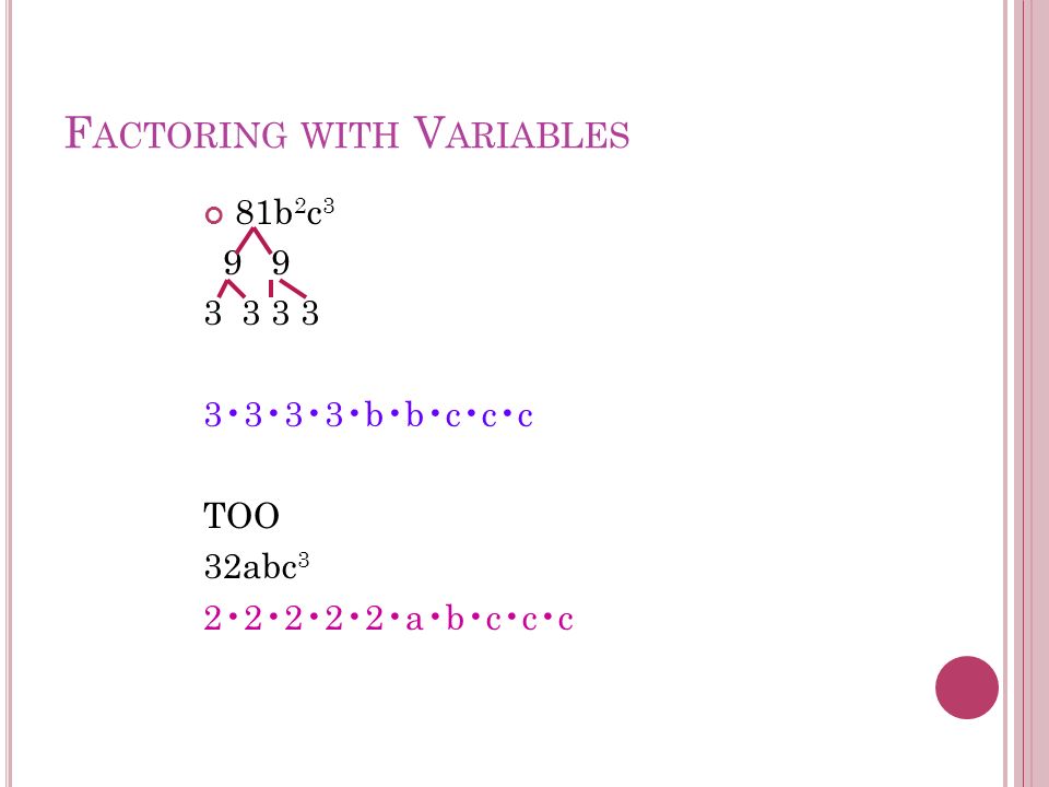 Factoring with Variables