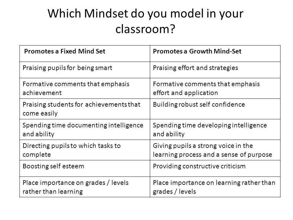 Which Mindset do you model in your classroom