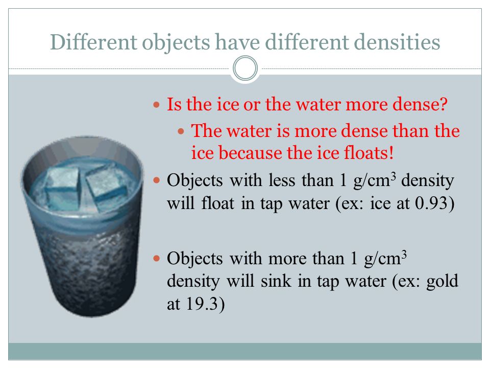 Different objects have different densities