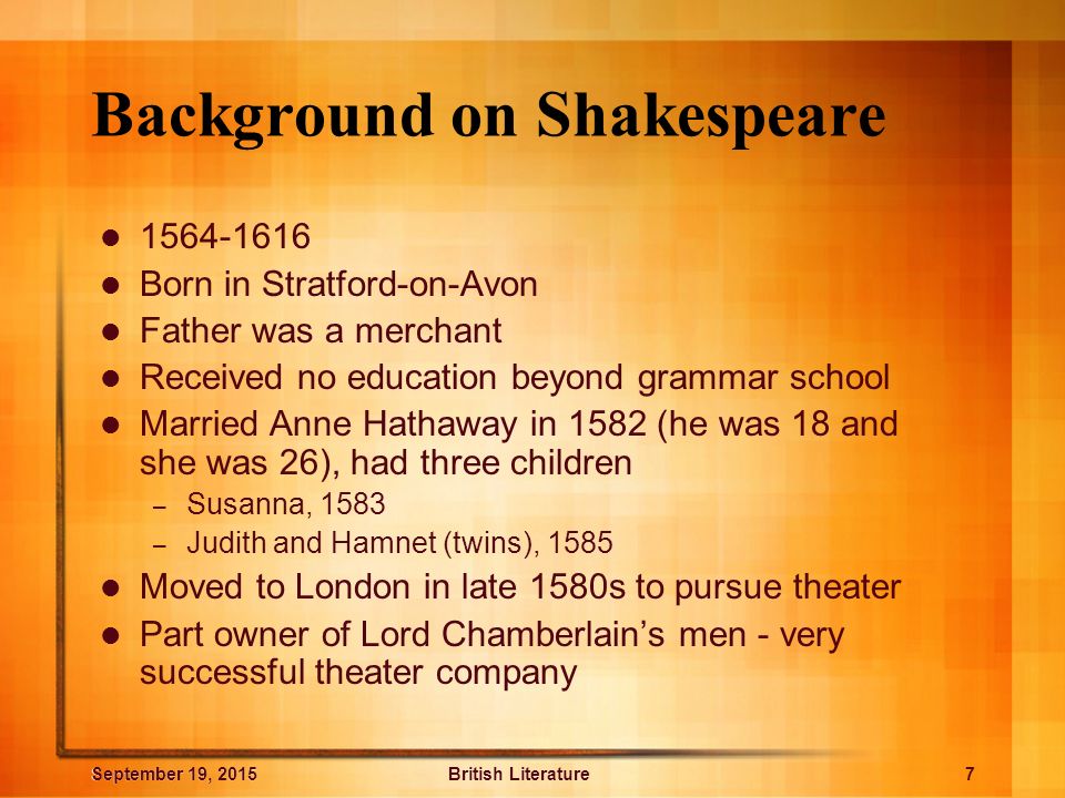 Background on Shakespeare