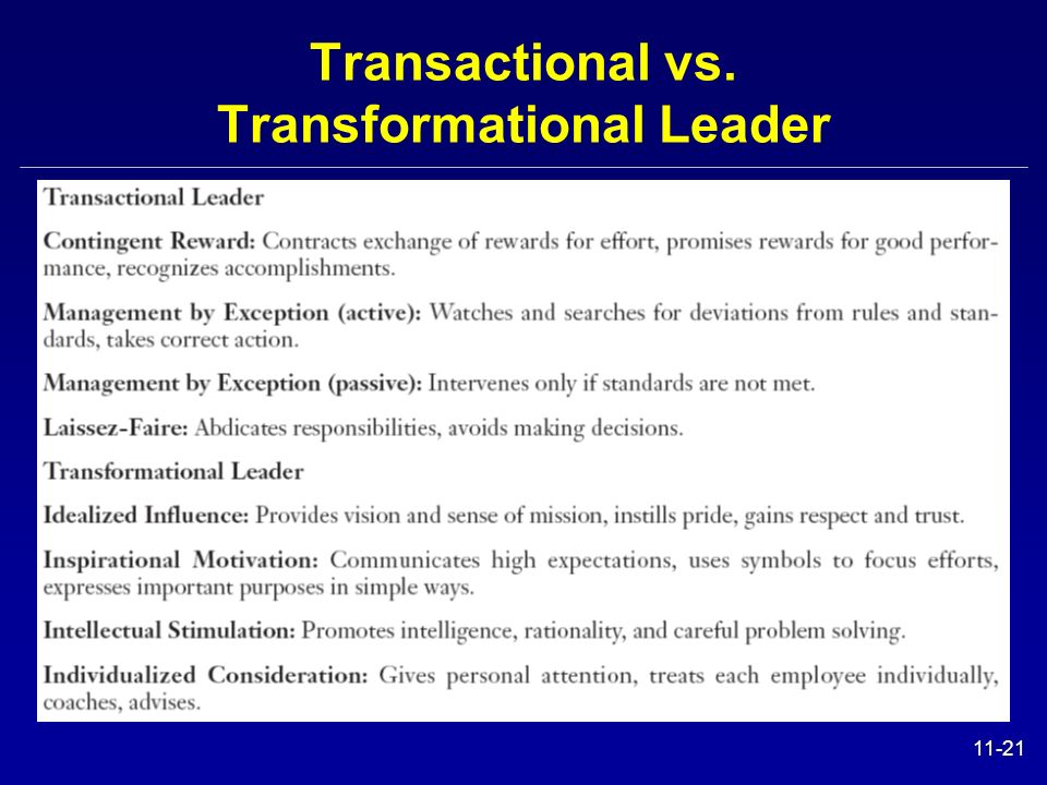 Transactional vs. Transformational Leader
