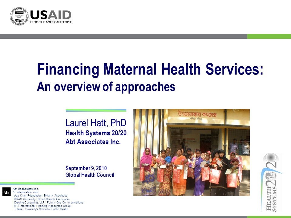 Financing Maternal Health Services: An overview of approaches