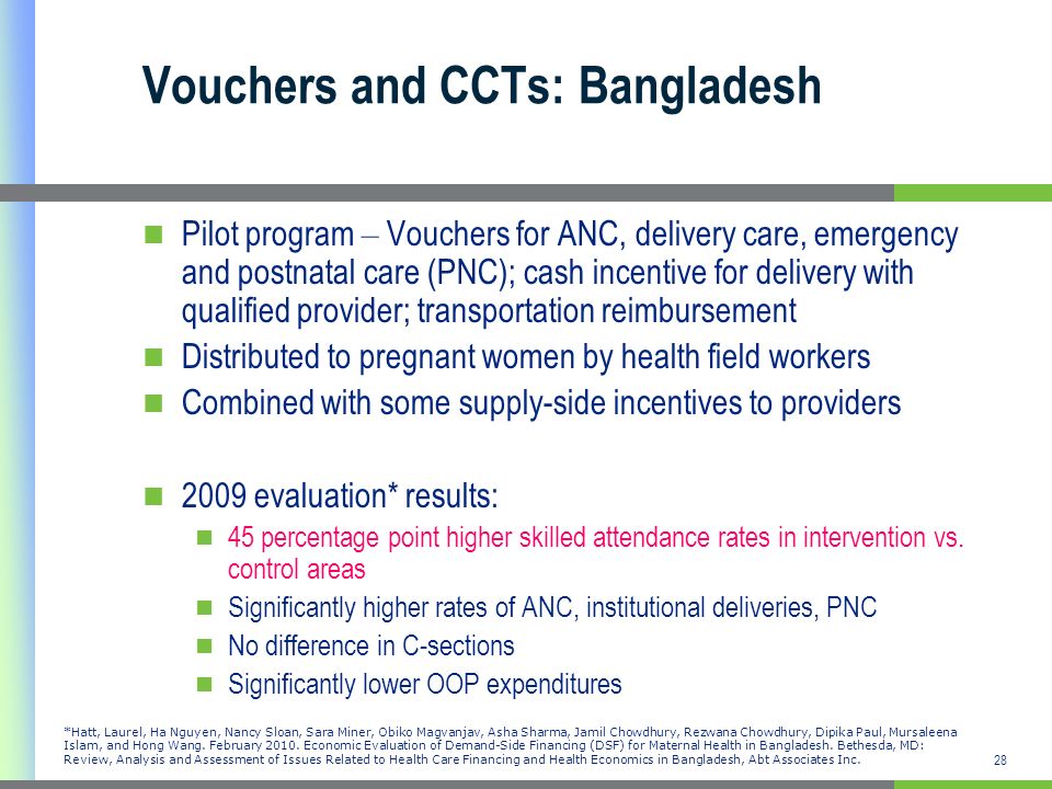 Vouchers and CCTs: Bangladesh