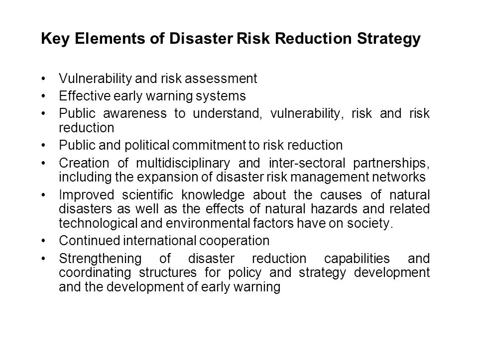 Key Elements of Disaster Risk Reduction Strategy
