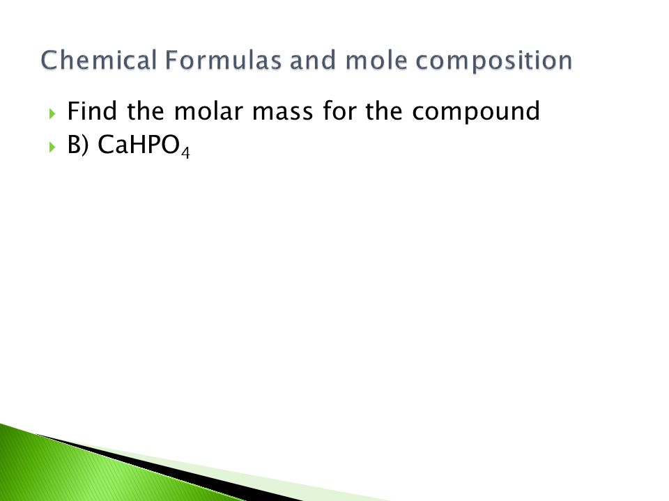 Chemical Formulas and mole composition