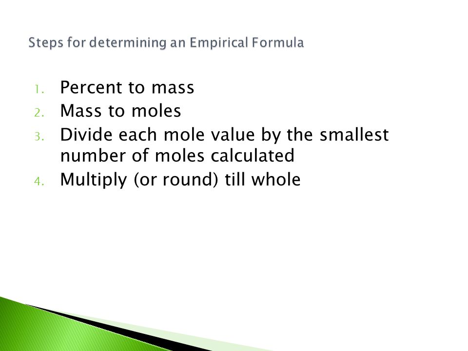 Steps for determining an Empirical Formula