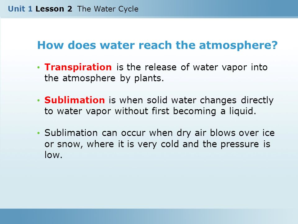 How does water reach the atmosphere
