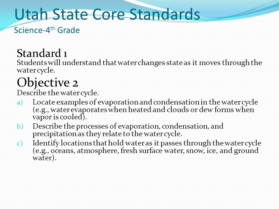 Utah State Core Standards Science-4th Grade