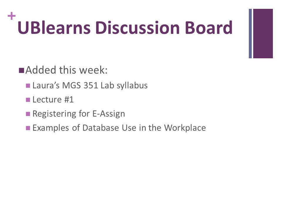 UBlearns Discussion Board