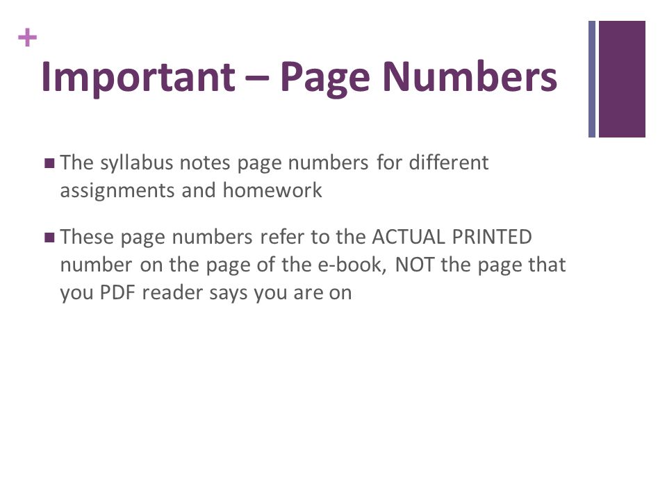 Important – Page Numbers