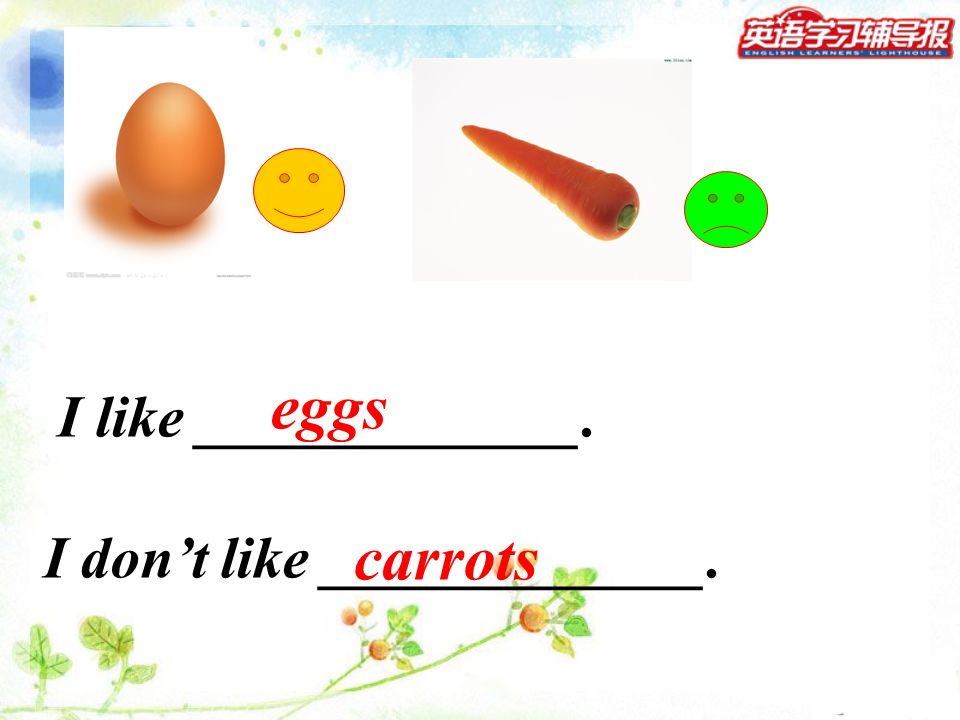 eggs I like _____________. I don’t like _____________. carrots