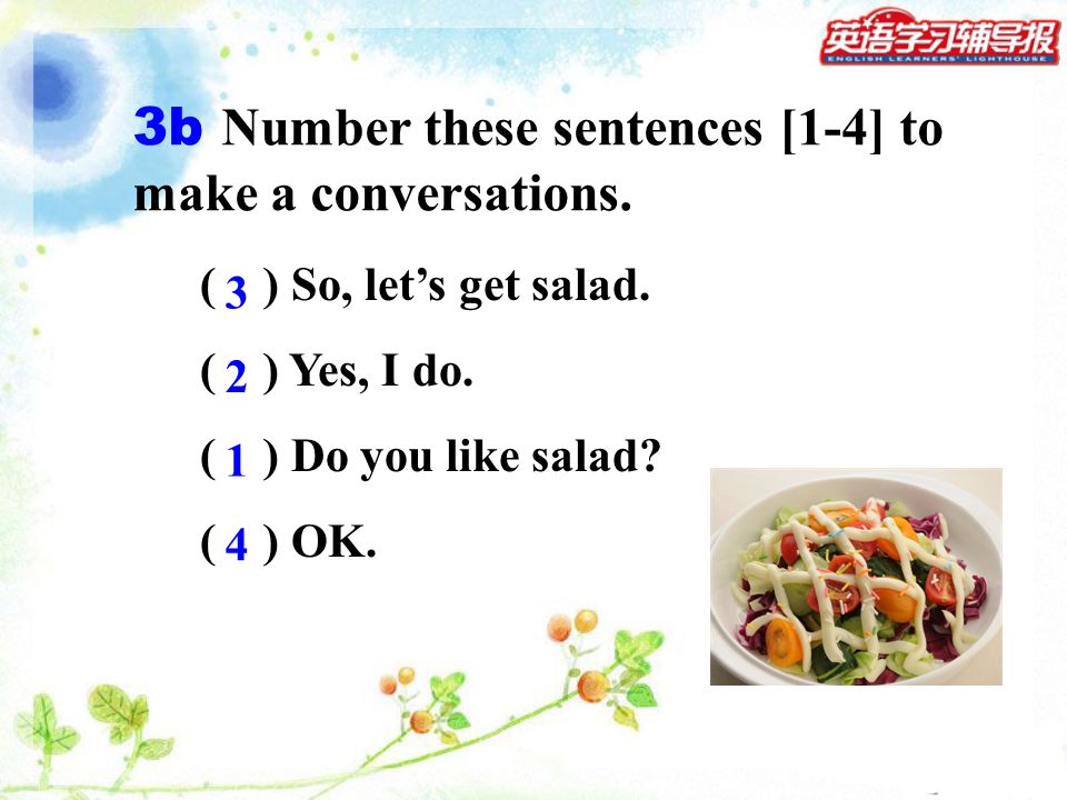 3b Number these sentences [1-4] to make a conversations.