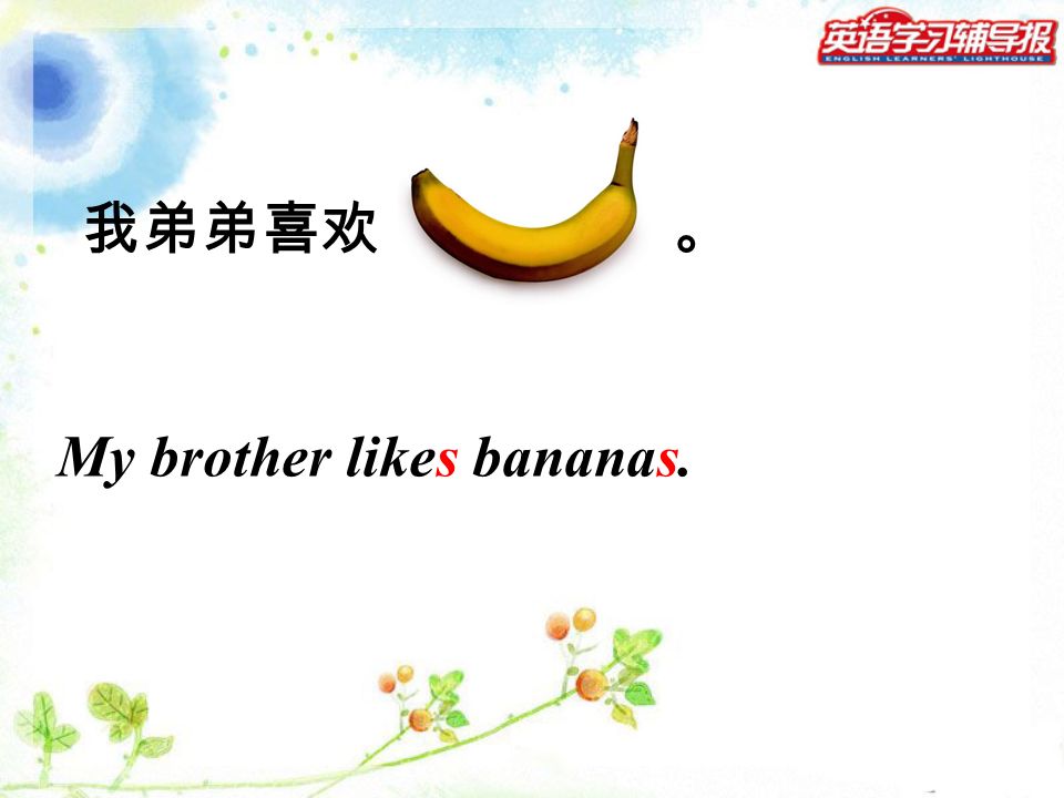 我弟弟喜欢 。 My brother likes bananas.