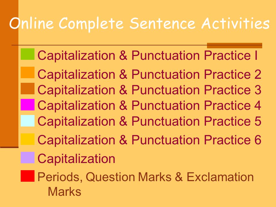 Online Complete Sentence Activities