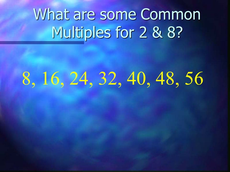What are some Common Multiples for 2 & 8